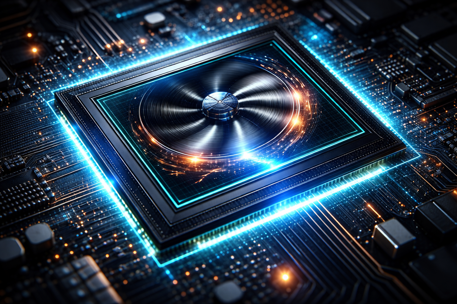 Global Shutter: Gestochen scharfe Bilder in Millisekunden Ein Bildsensor fängt einen sich extrem schnell drehenden Ventilator völlig ohne Verzerrung ein, was den Global-Shutter-Effekt symbolisiert.